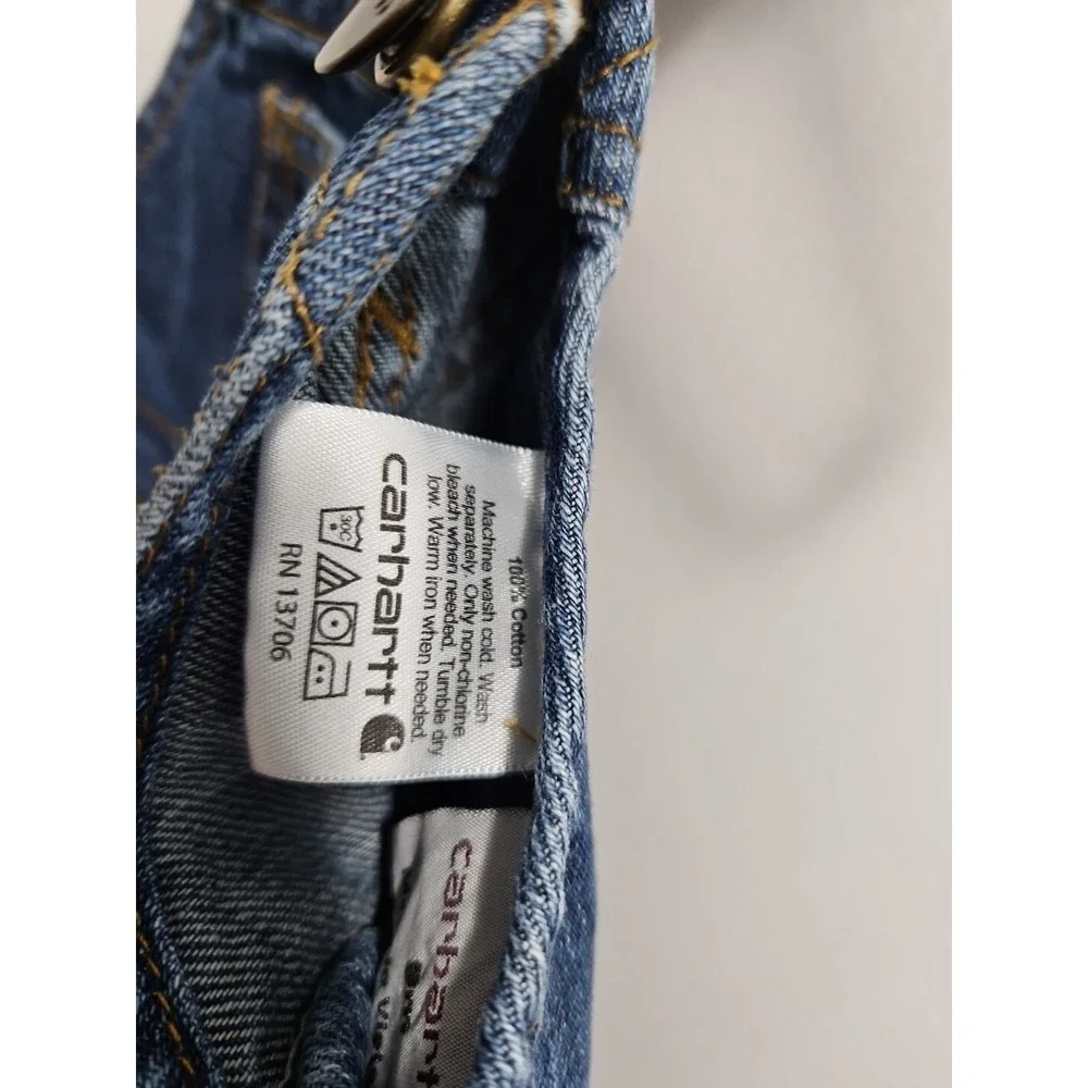 CARHARTT Bib Overalls Denim Jean Size Infant 9 Months Baby Snap Closure Cotton